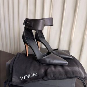 Vince Black Ankle Strap Heels